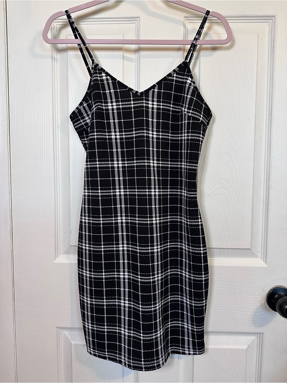 SHEIN Black & White Plaid Mini Dress | Size Small